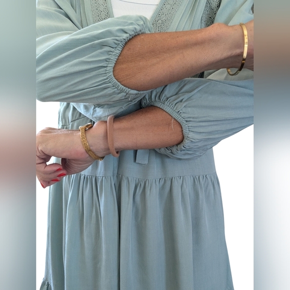 Baltic Born Amelia Sage Green Mini Dress Boho Tiered Ruffle Hem Size S - Picture 4 of 9